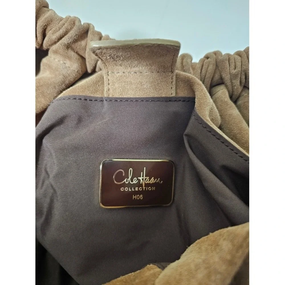 Cole Haan Brown Floral Embossed Suede Hobo Bag